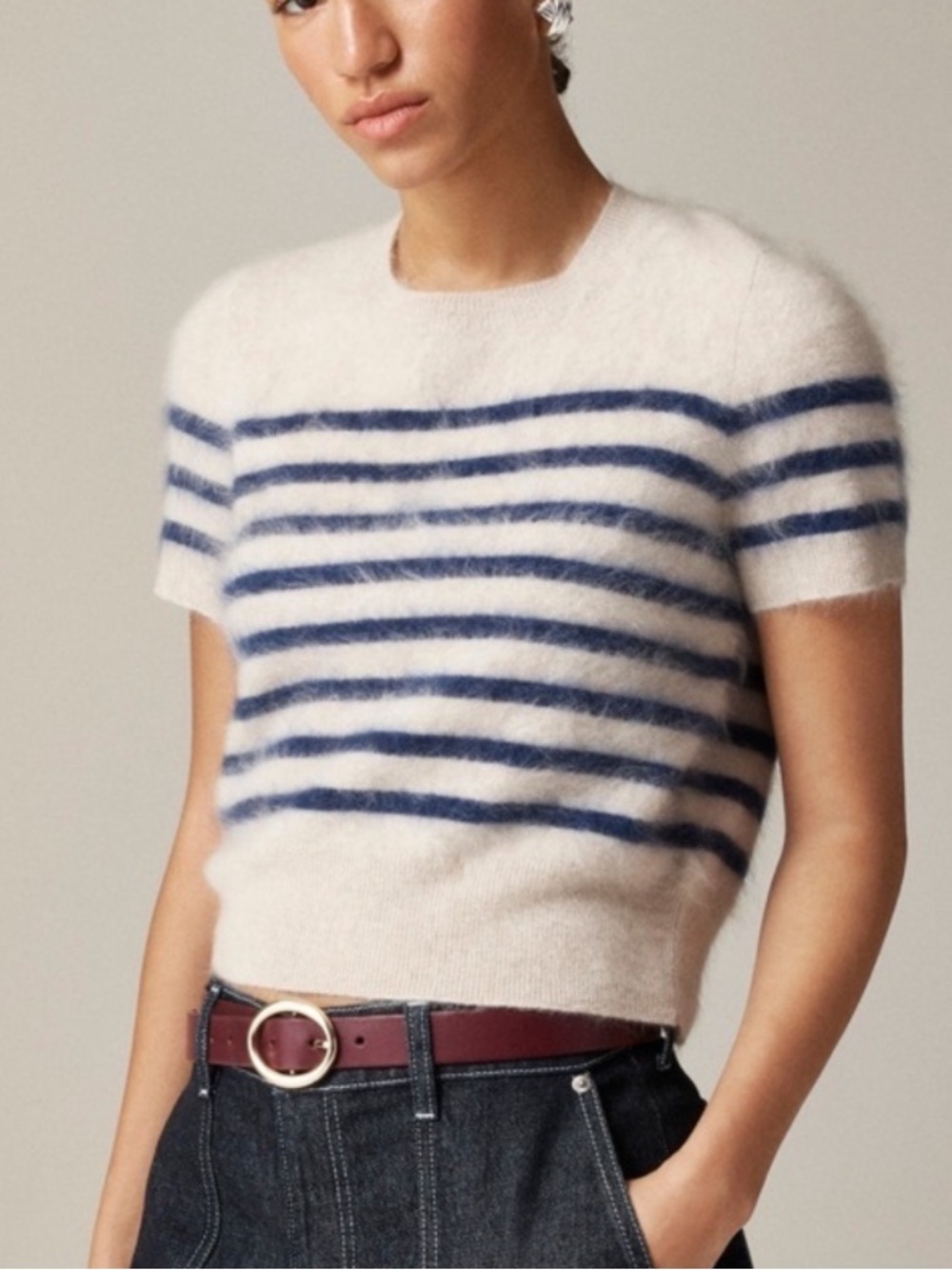 JCrew Brushed Cashmere Short Sleeve Sweater